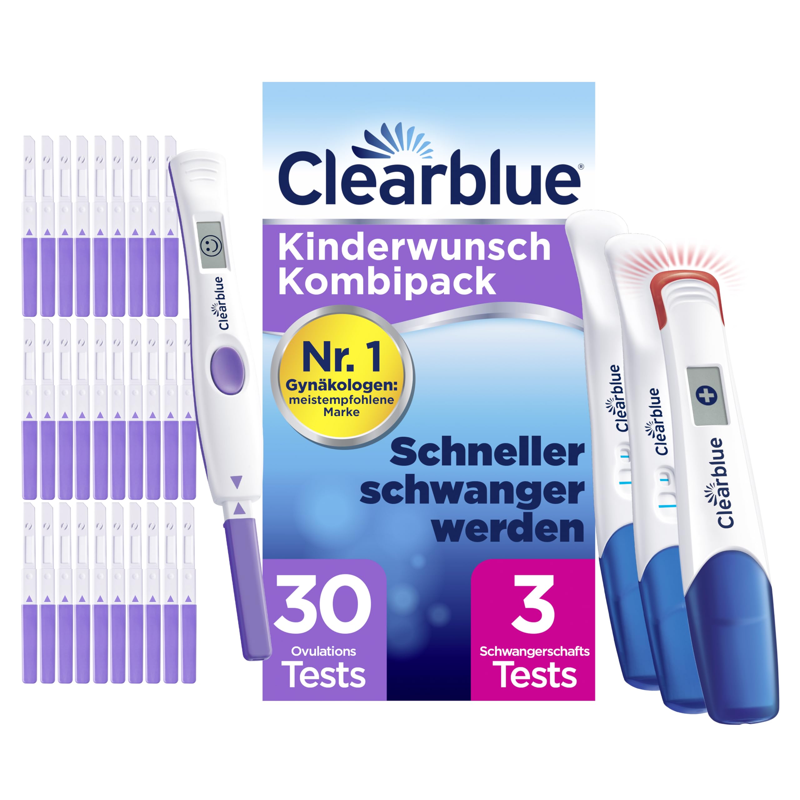 clearblue-kinderwunsch-ovulationstest-kit-30-digitale-tests-halterung-3-schwange image 1