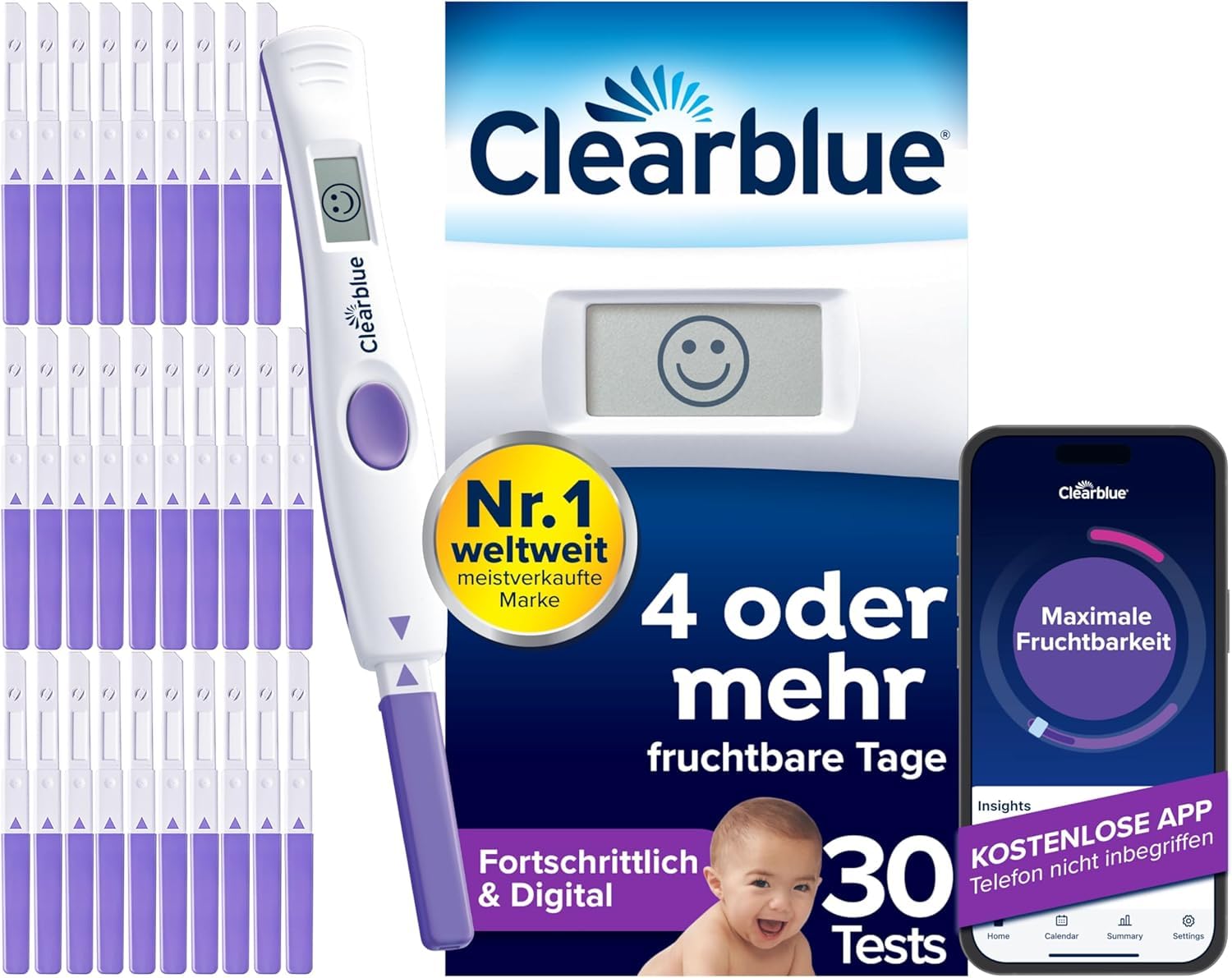 clearblue-ovulationstest-fortschrittlich-digital-1-halterung-30-tests image 1