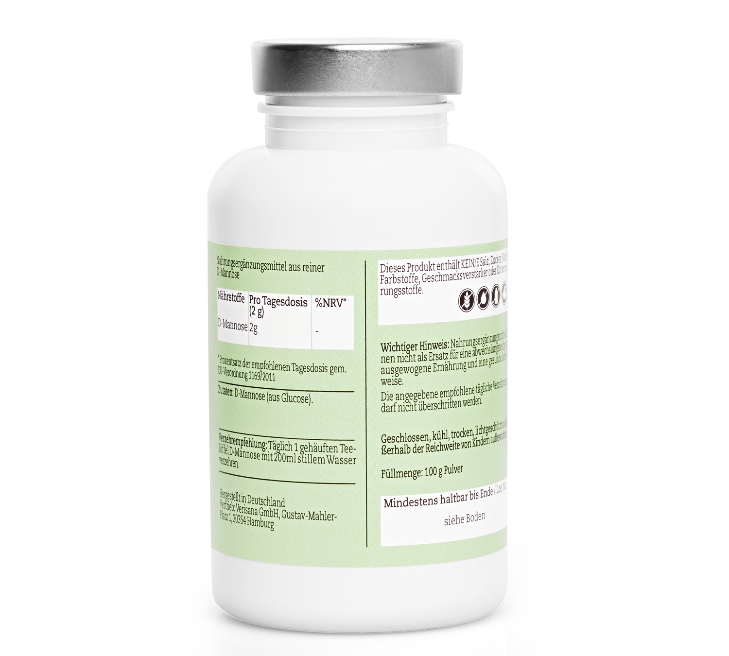 verisana-d-mannose-pulver-100-g-reines-nahrungserg-nzungsmittel-vegan image 2