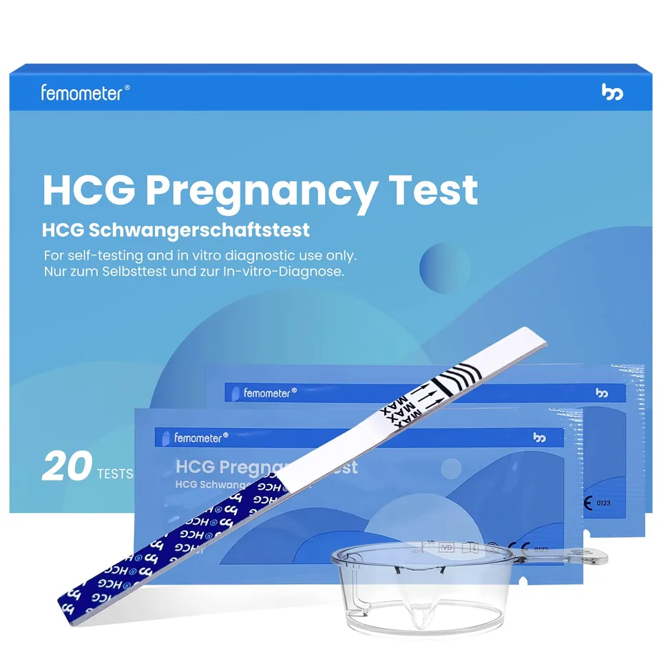 femometer-20-x-schwangerschaftstest-fr-htest-25-miu-ml-urintest-mit-urinbecher image 1