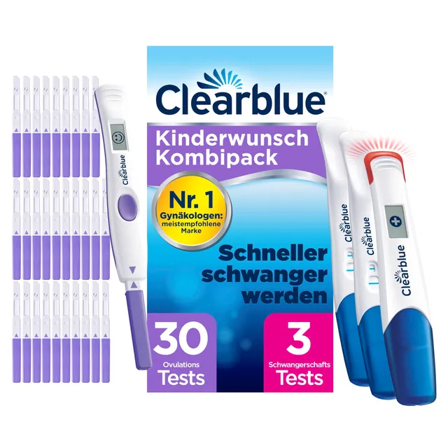 clearblue-kinderwunsch-ovulationstest-kit-30-digitale-tests-halterung-3-schwange image 1